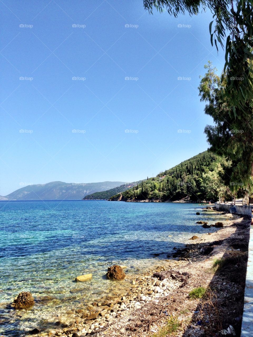View in Kefalonia . Walking in Sami, Kefalonia and came across the lovely ocean front out of town

