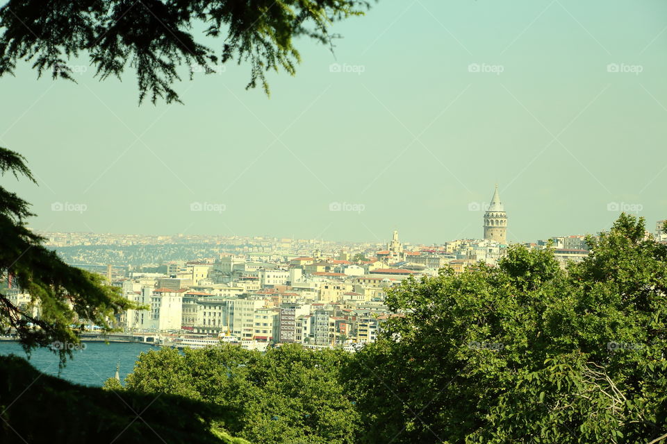 istanbul cityscape. top view of istanbul With galata touer and bosphorus