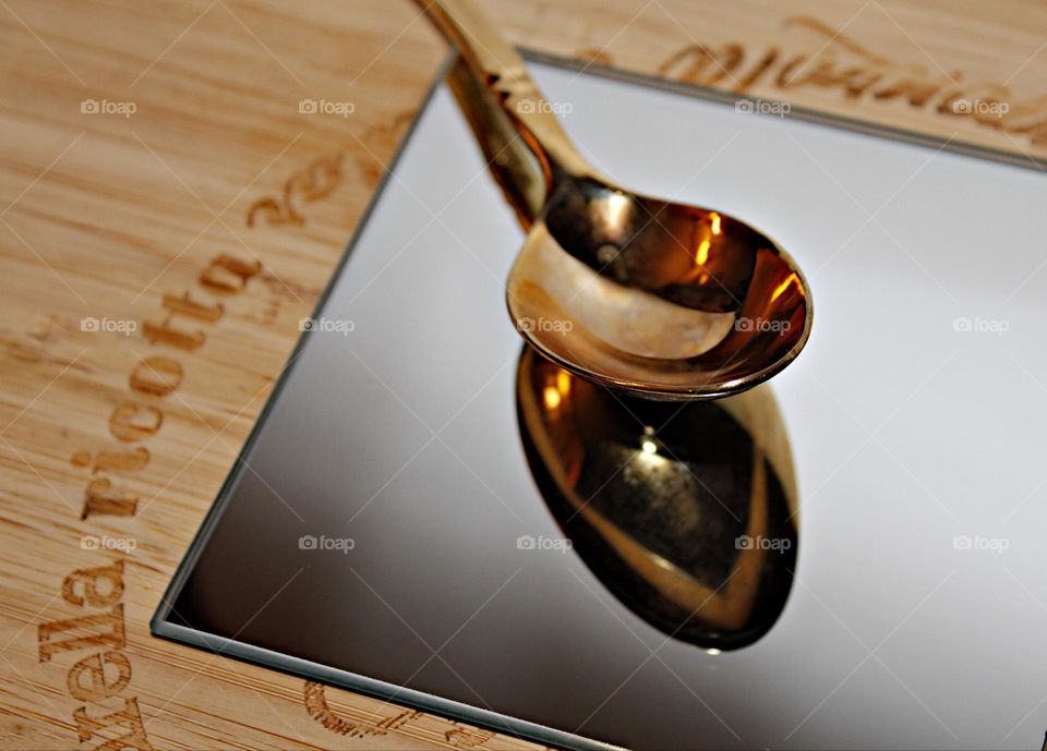 reflection of a metal spoon