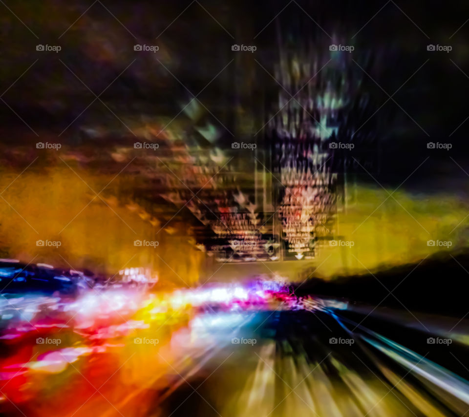 Blurred highway image at night