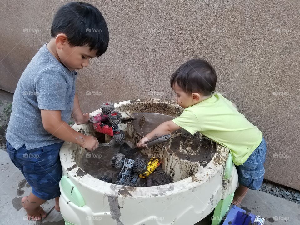 Child, People, Boy, Family, Bucket