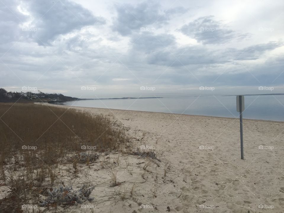 Winter beach in Long Island sag harbor 