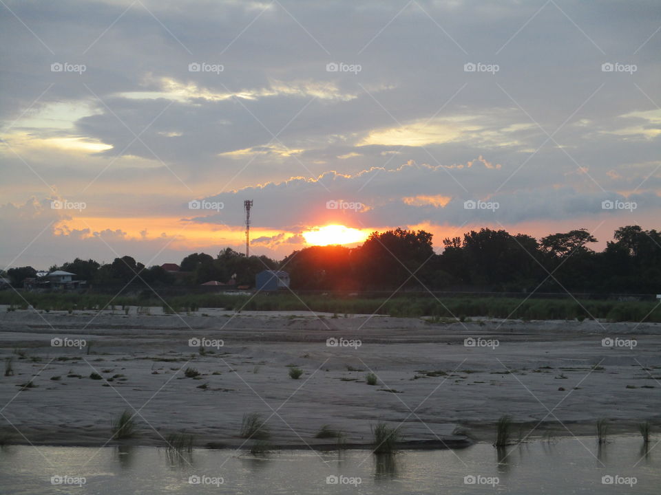 sunset in the river