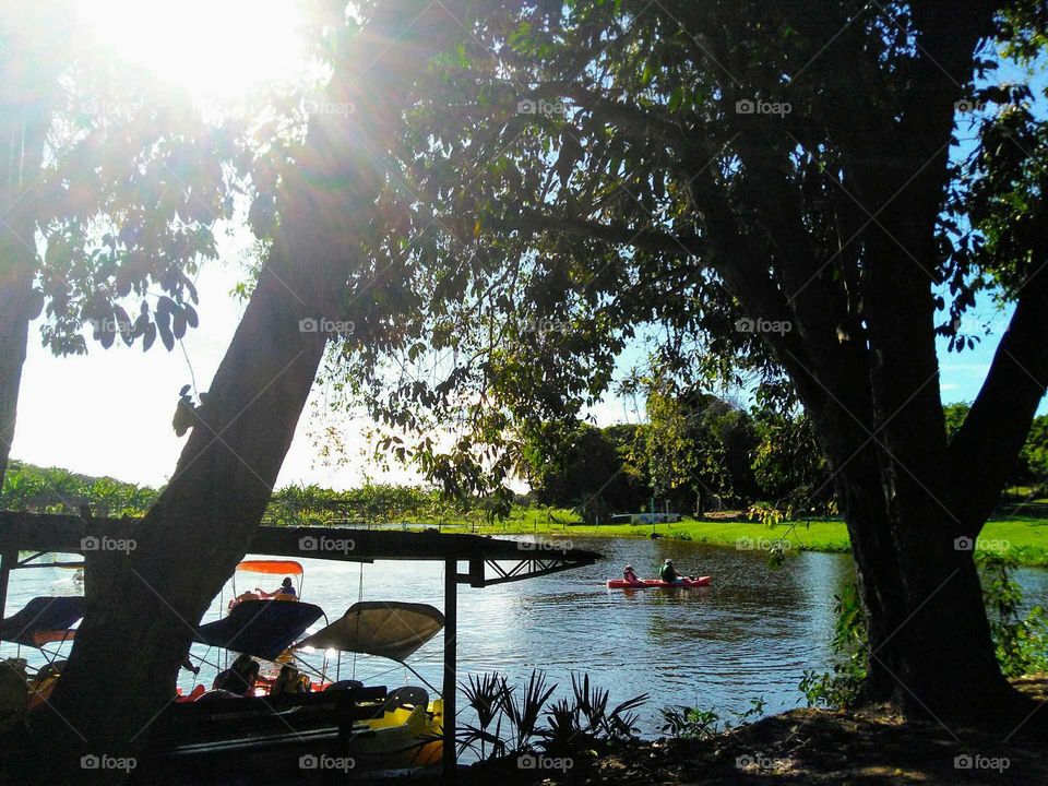 kayaking on the pond