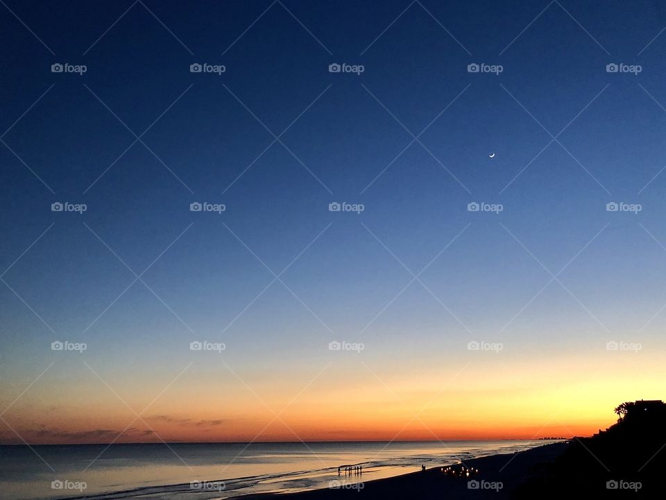 Party on the beach at sunset 