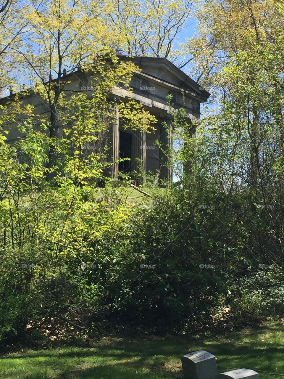 The mausoleum up on the hill