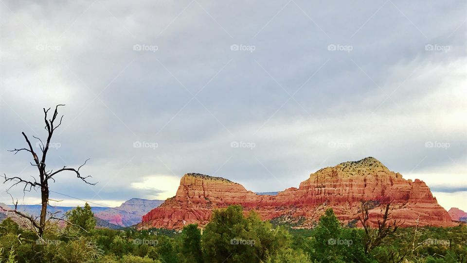 Scenic view of desert mountain