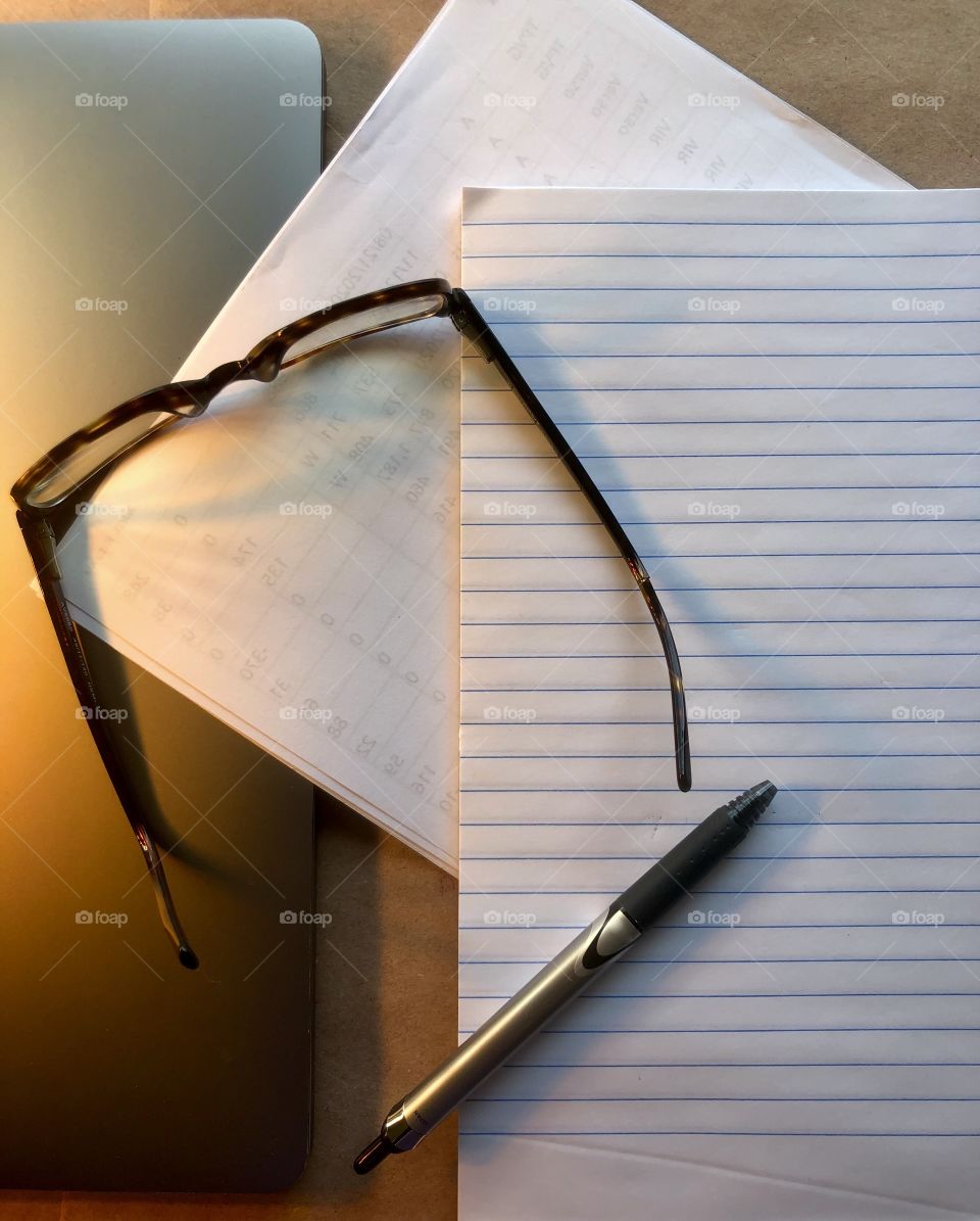 Taking a break from paperwork 