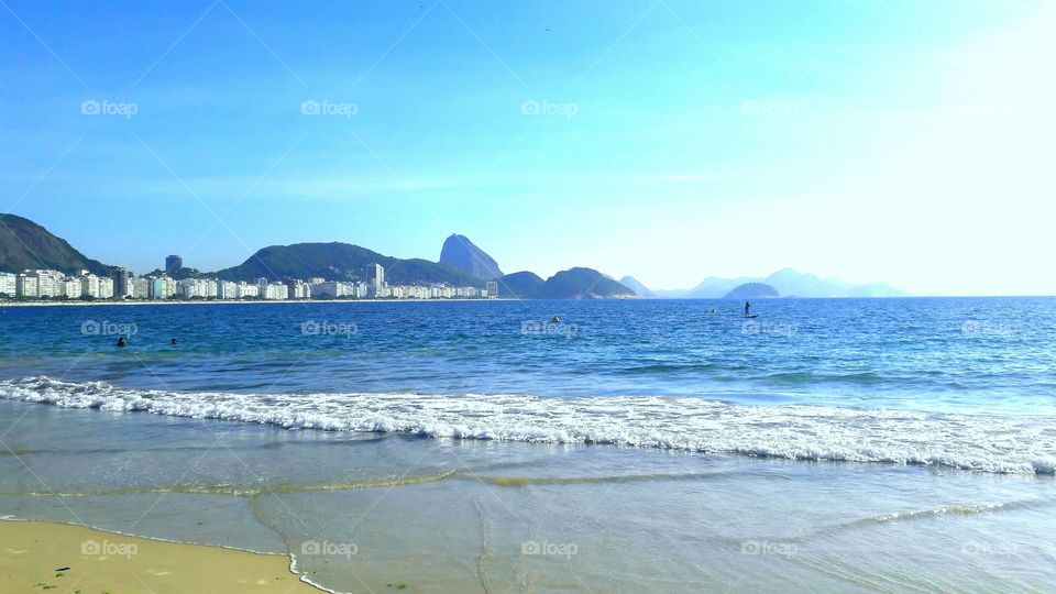 Scenic view of Copacabana beach in Rio de Janeiro, Brazil