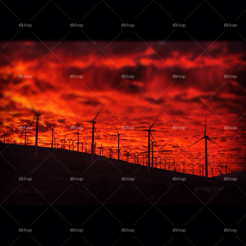 sunset wind farm california by mackyboy