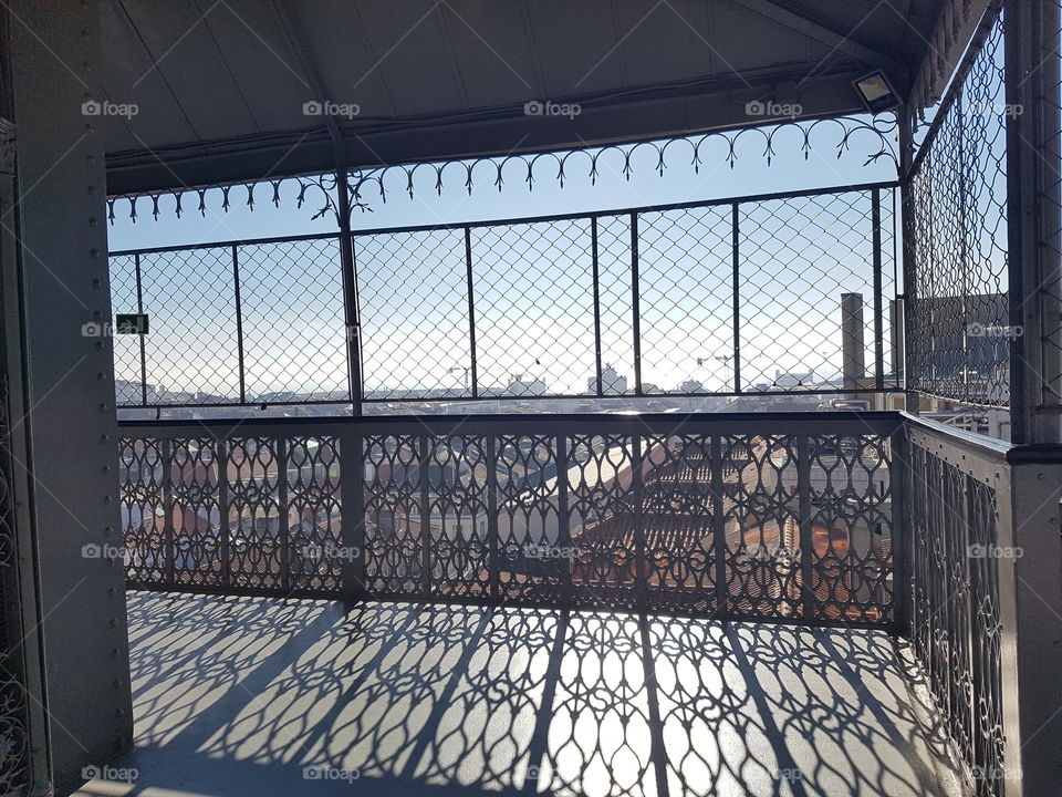 Shadows at the Santa Justa elevator in Lisbon