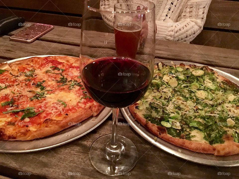 Wine and pizza