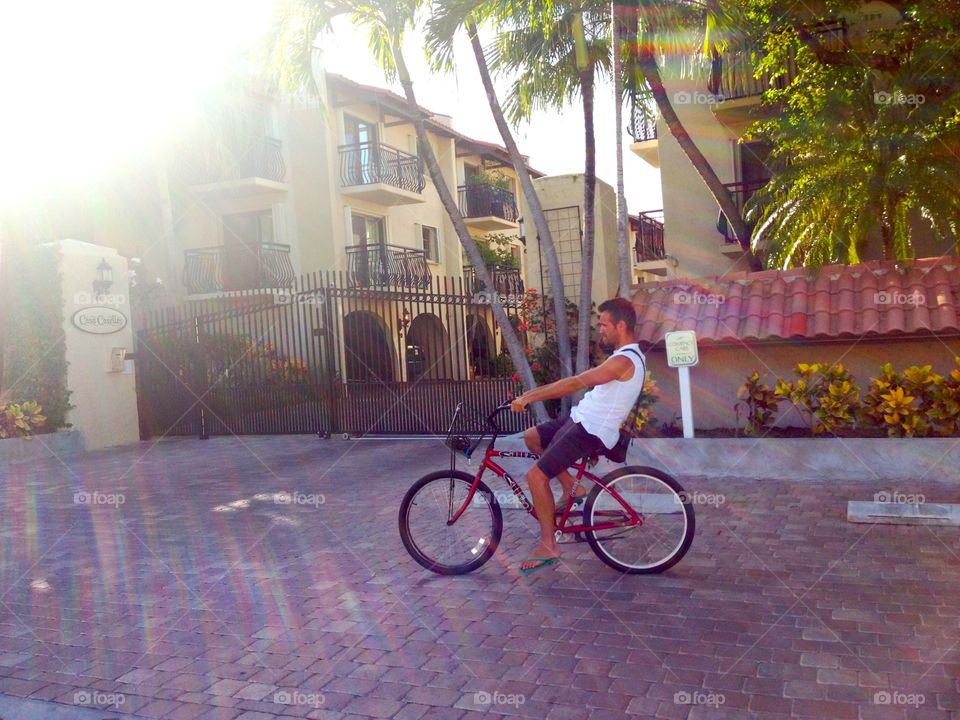 pedaling towards the sun. pedaling towards the sun in a day of my vacation in key west