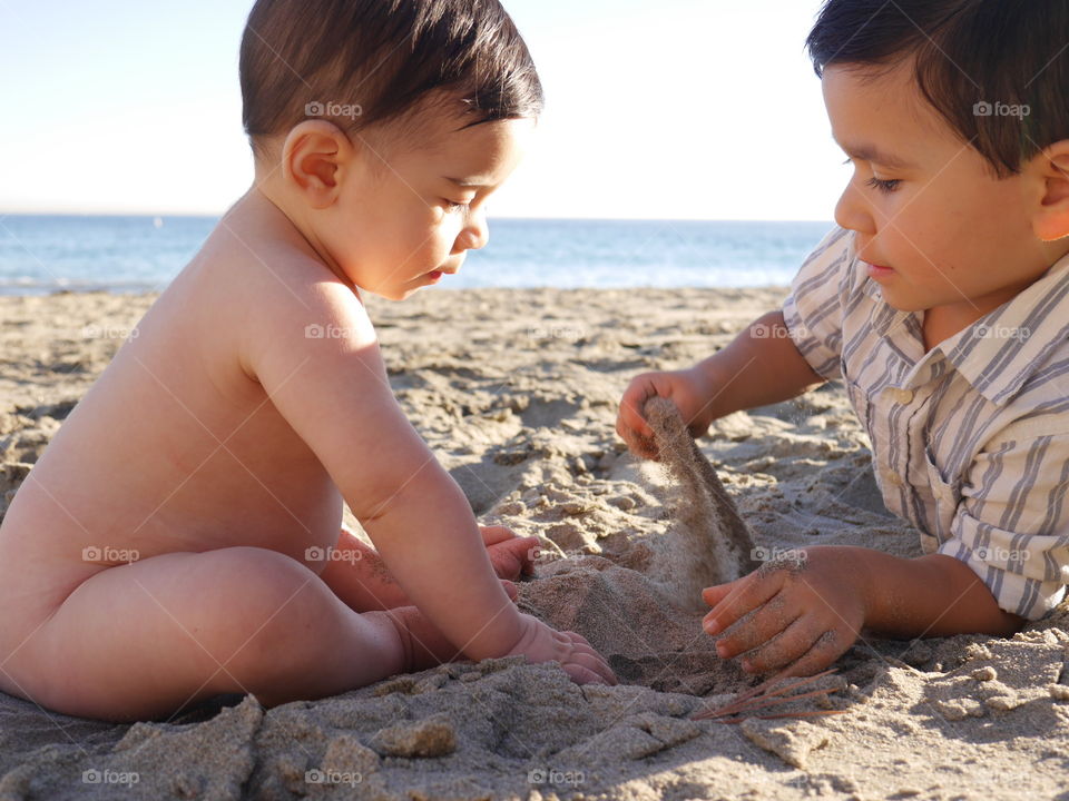 playing in sand