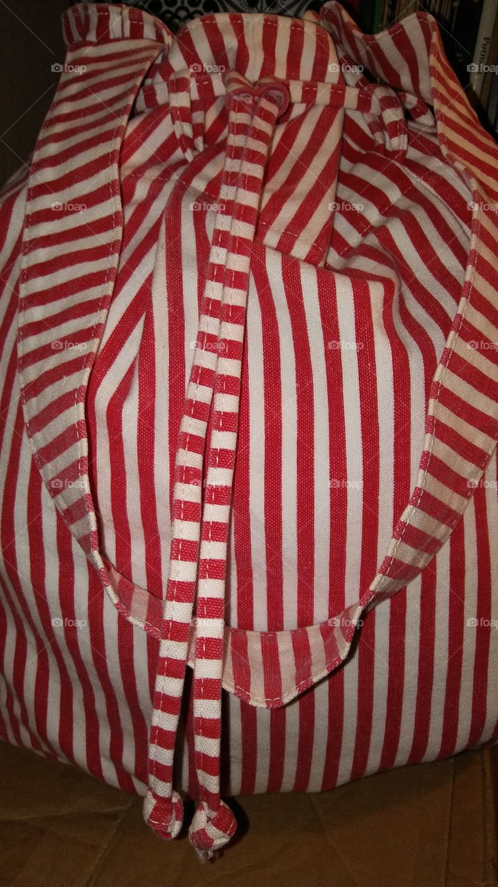 Red and White Striped Tote Bag