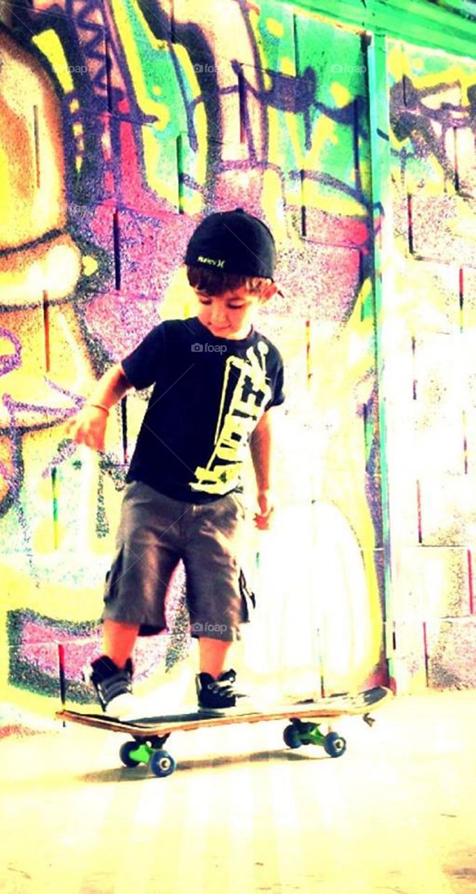 Graffiti, Skate, Child, Skateboard, Street