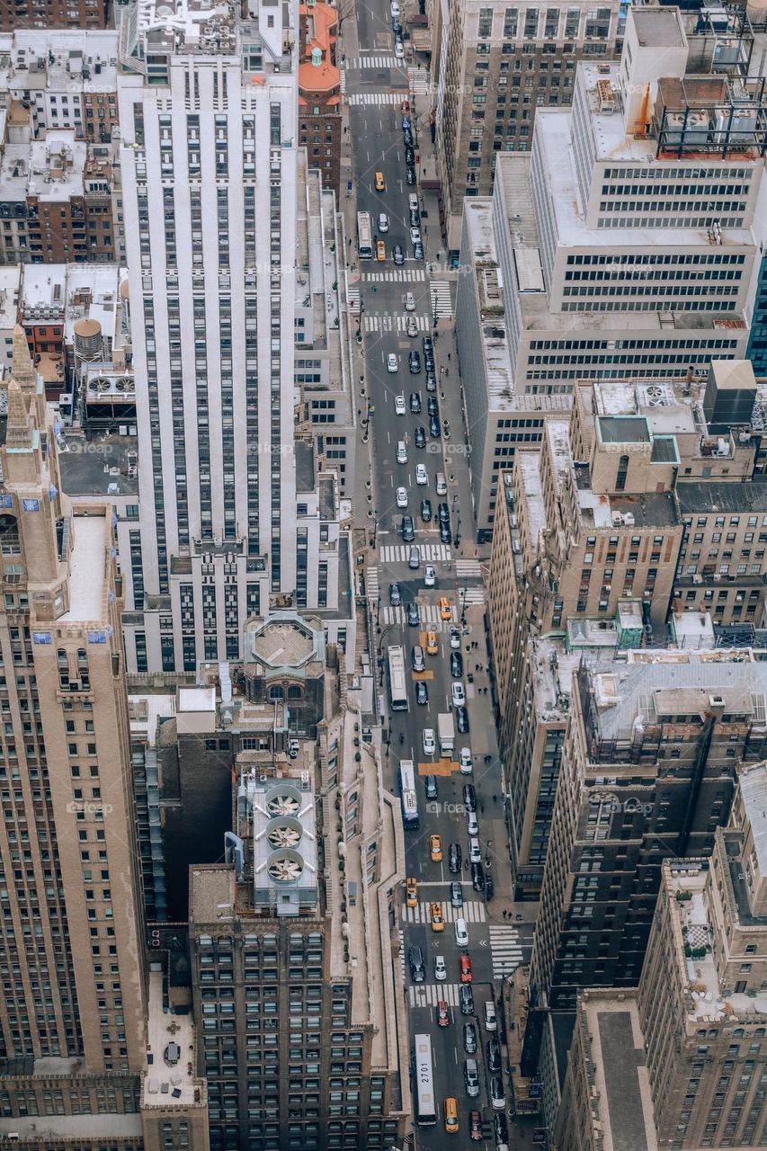 Traffic jam at New York City from the air