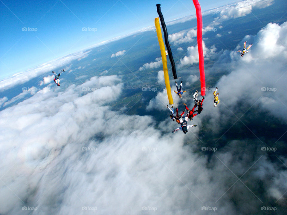 Skydiving over the cloud