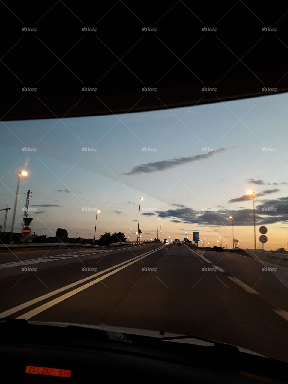 sunset on the highway