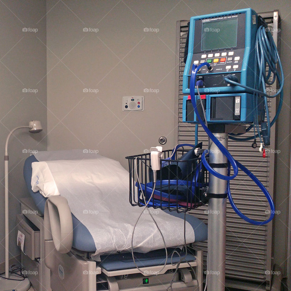 Doctors Examination Room with Bed and Vitals Machine