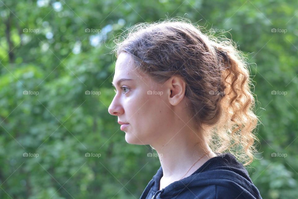 girl beautiful profile portrait close up