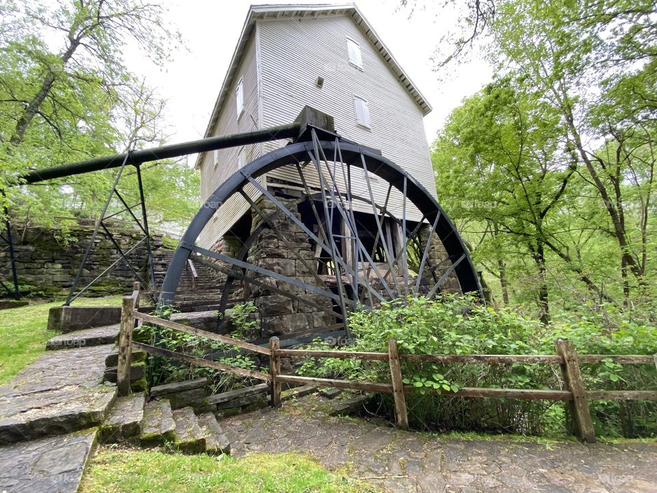 The historical, rustic waterwheel of Mill Springs in Kentucky.