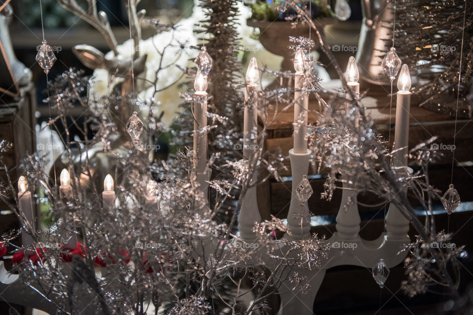 Christmas lights and decorations in a store in Sweden.