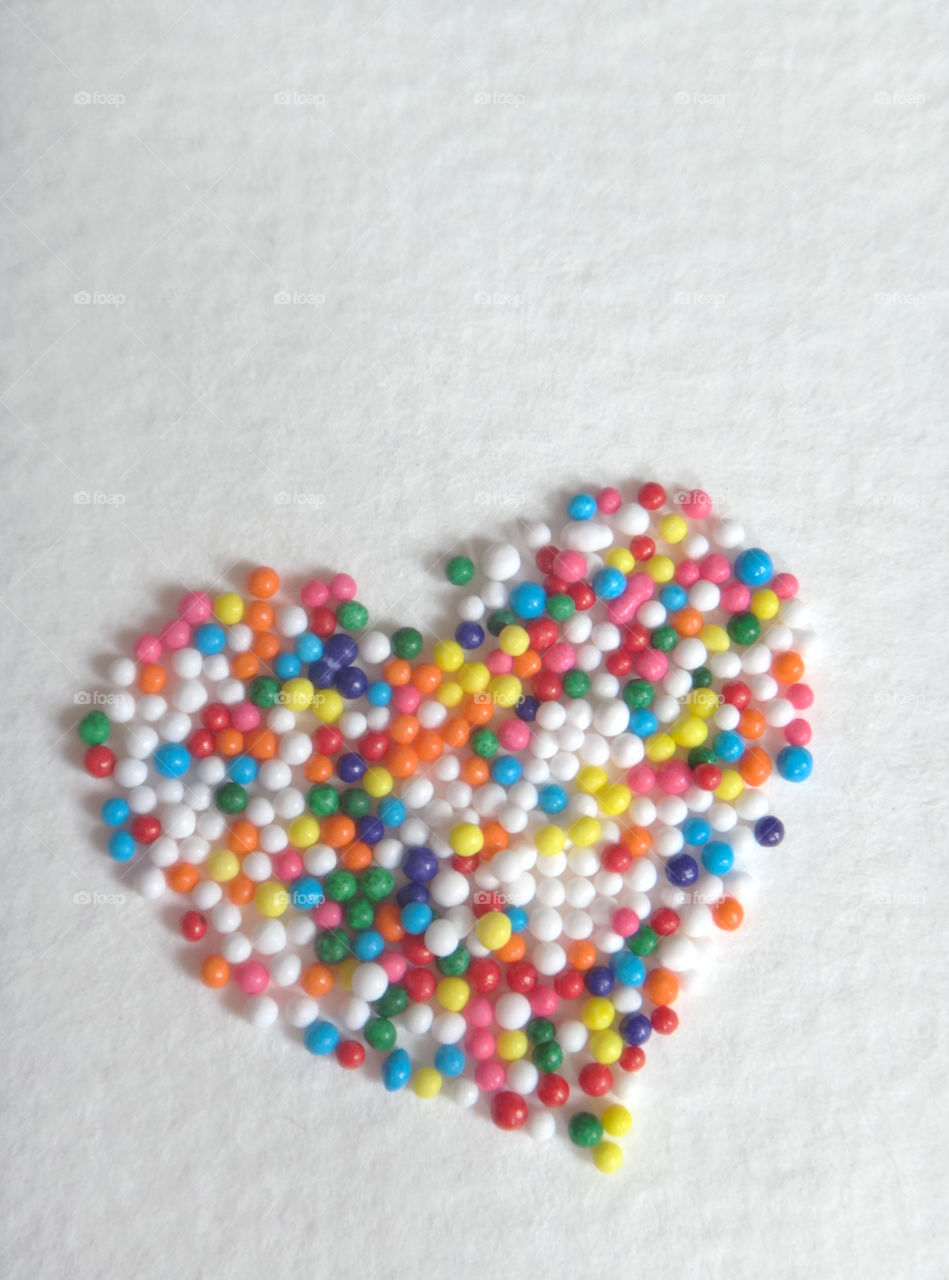 Heart shape made of sugar sprinkles
