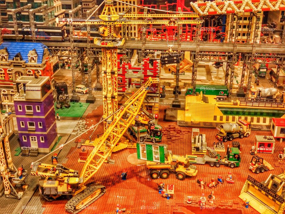 Giant Lego Diorama. Urban Construction Site
