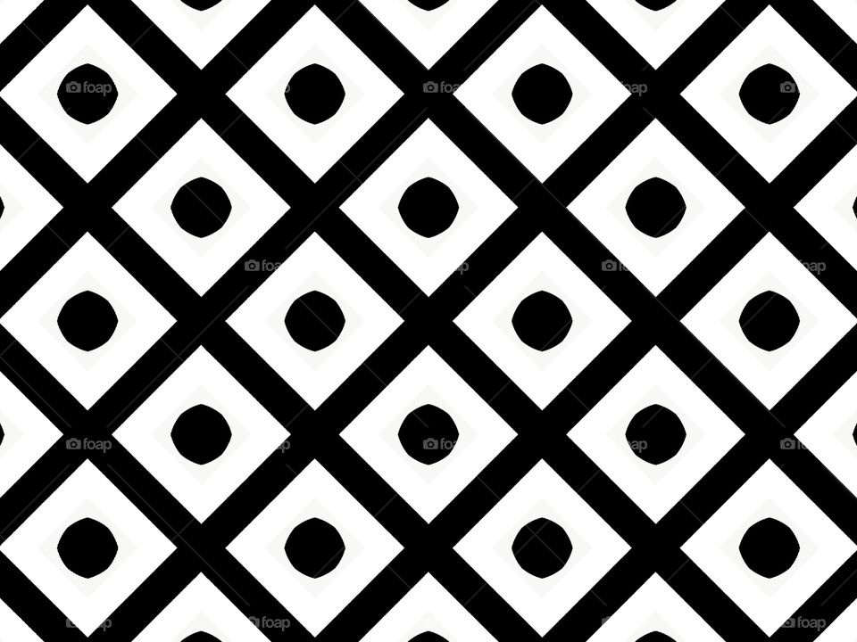 Graphic pattern in Black and White with Polka dots and lines