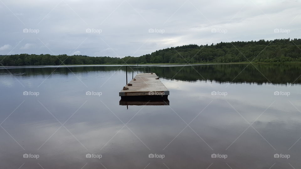 Wooden deck in lake