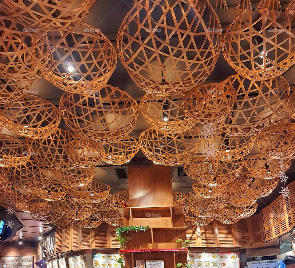 ceiling decorations of plaited wood - wood