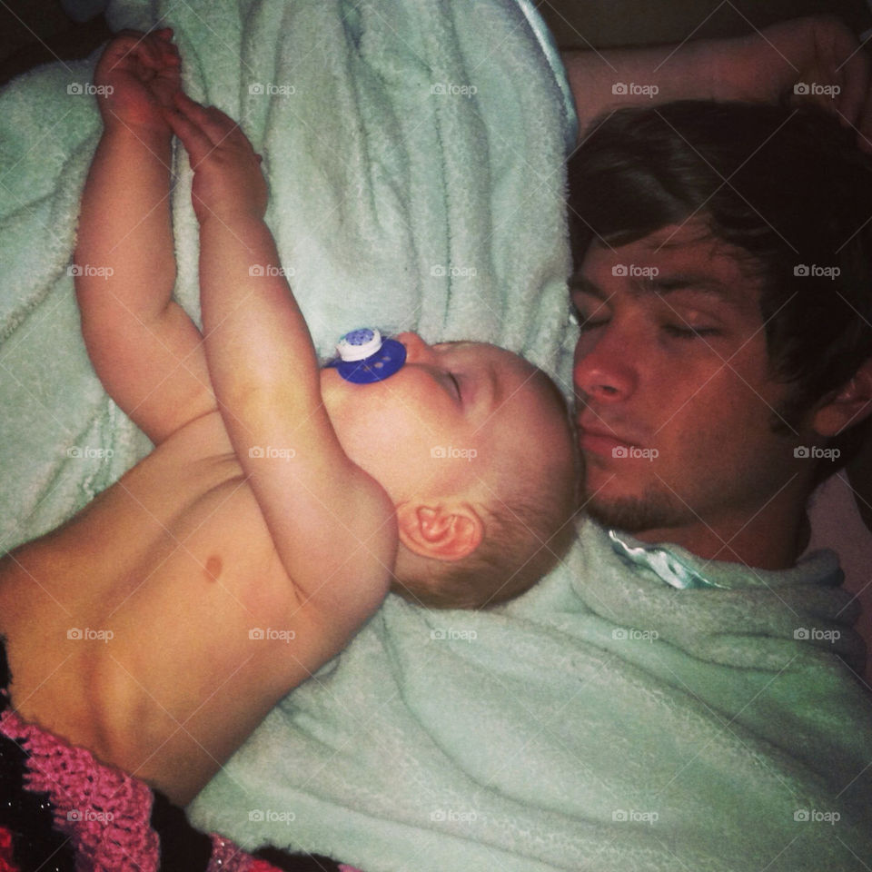 SWEET BABY AND DADDY SLEEPING