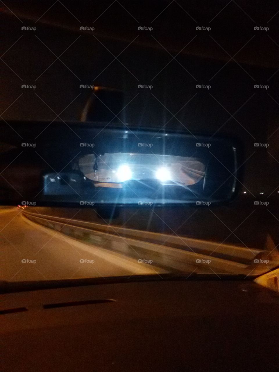 car lights in the mirror