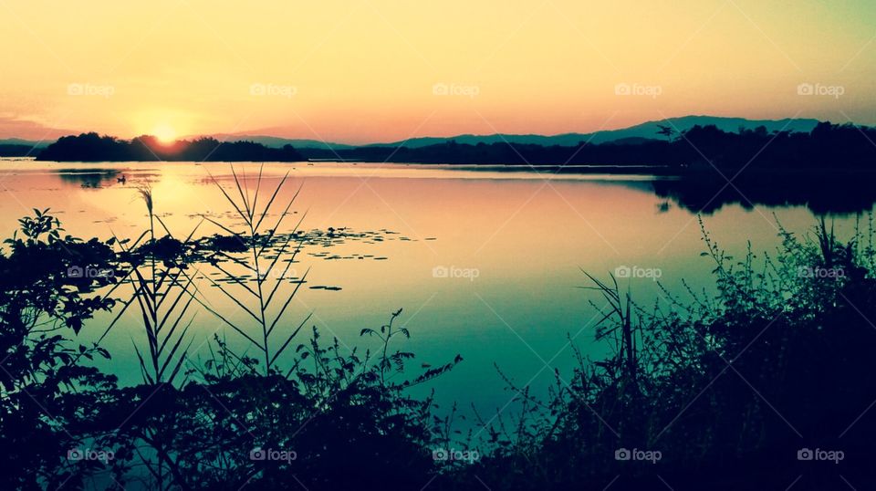 Chiengsan  Lake Sunset ,Golden Triangle ,Chiengrai ,Thailand