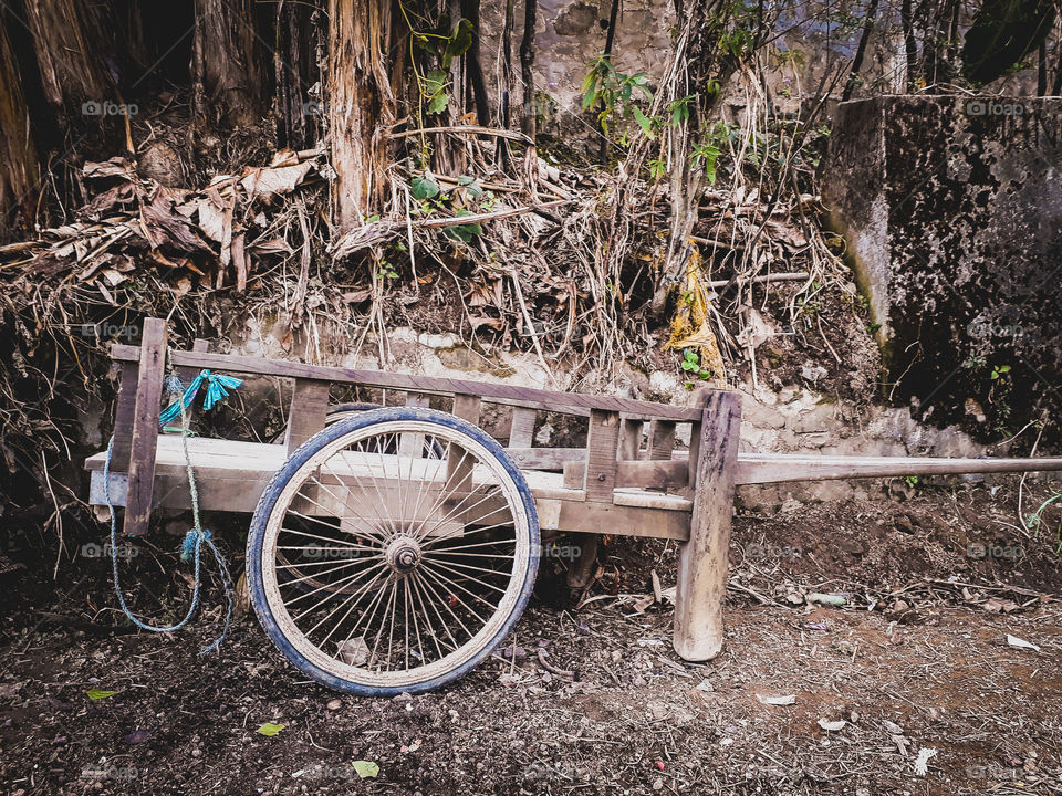 A hand cart still in use in this modern era. An alternate to modern pick up trucks. Ukhrul, Manipur, India