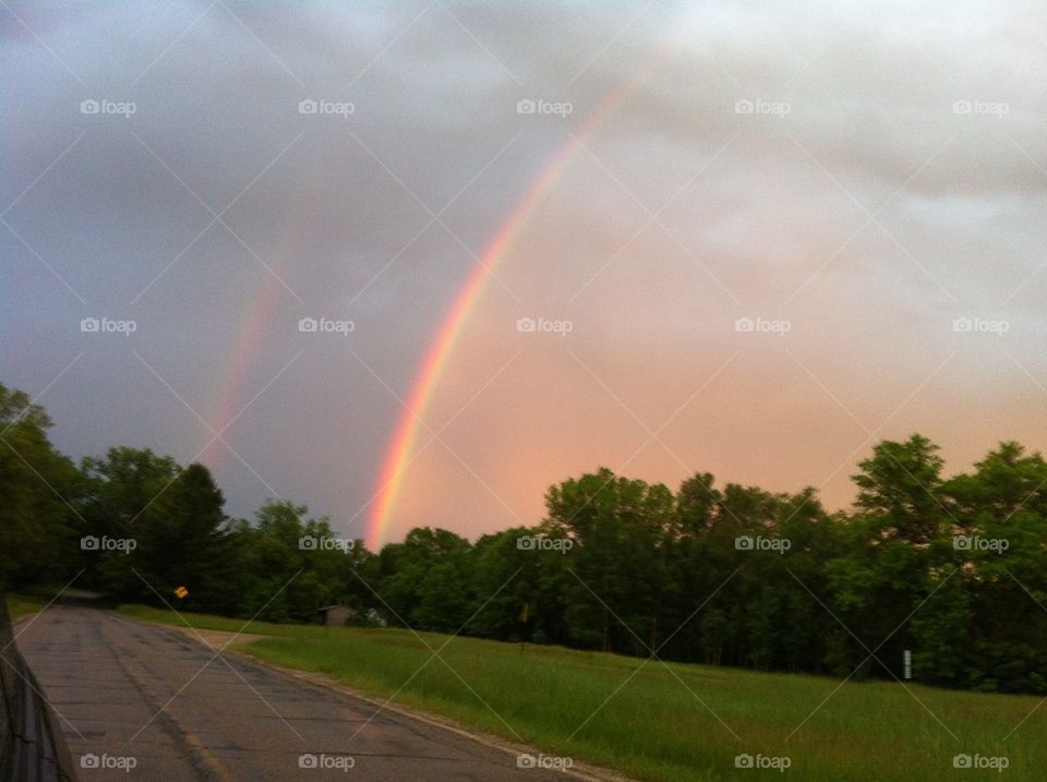 road road trip double rainbow summer storm by serenitykennedy