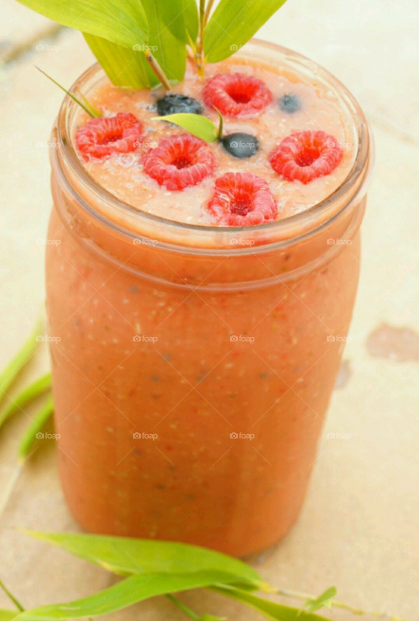 Fresh Fruit Smoothie - watermelon,  mints, lemon juice and oatmeal