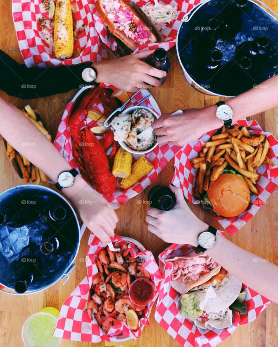 Friends having food together