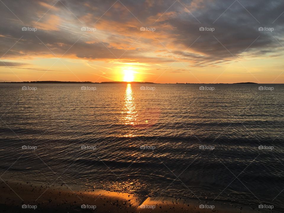 Scenic view of sea during dusk