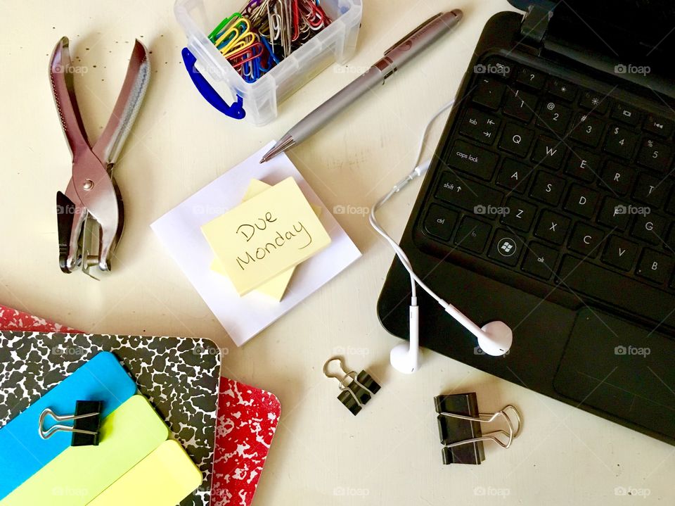 Laptop and office supplies 