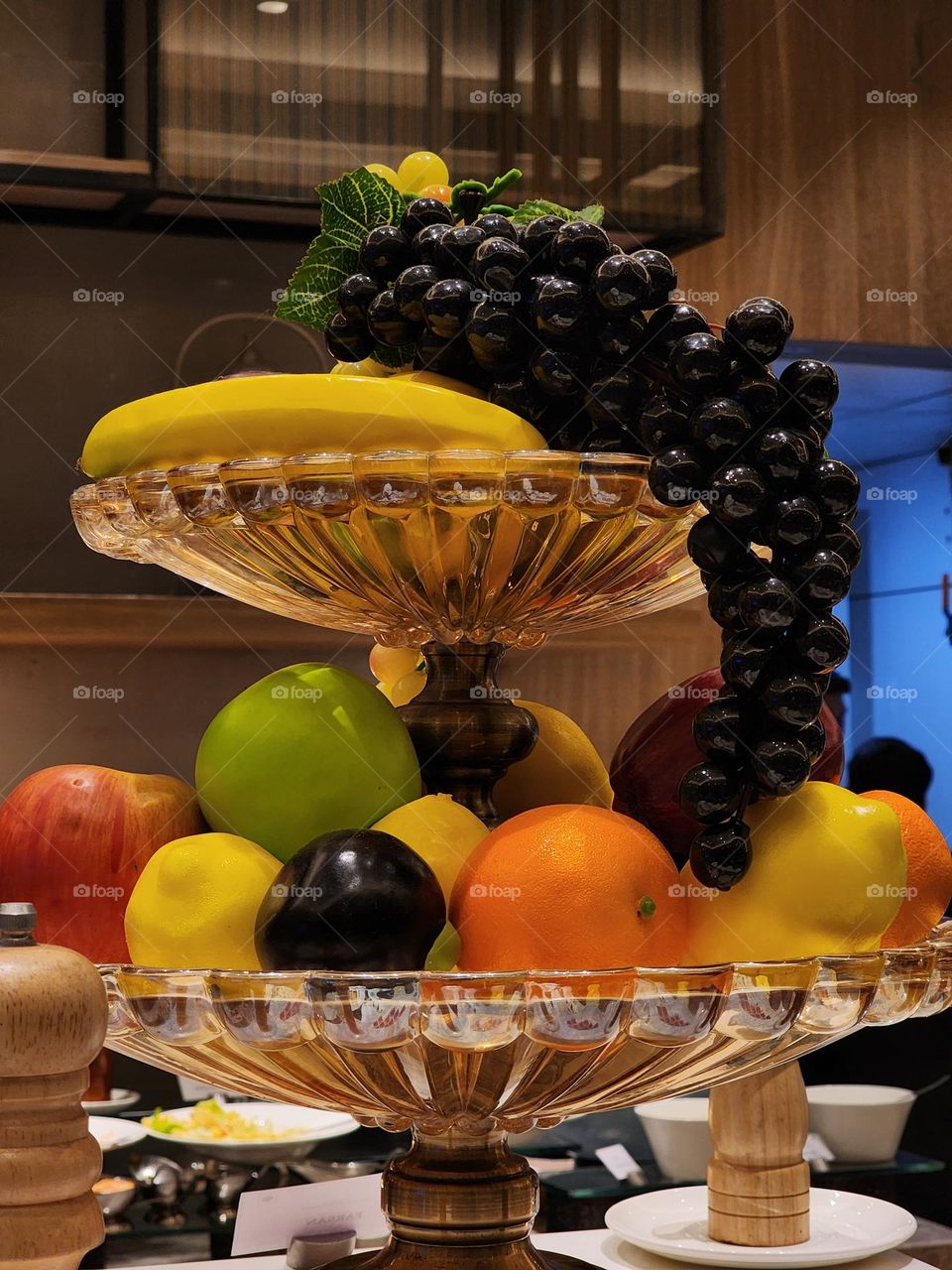European fruit bowl decorated with colourful fruits