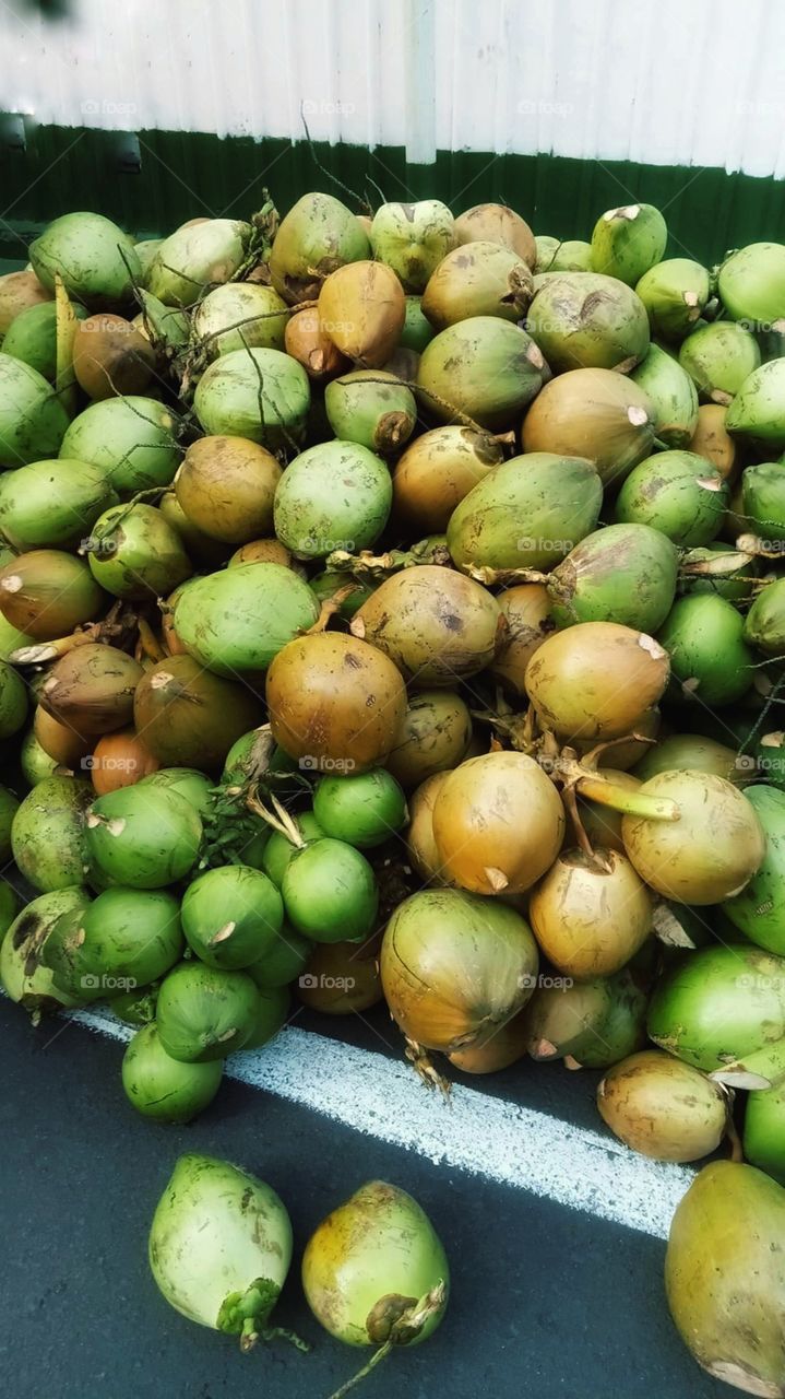 Pile of coconuts.