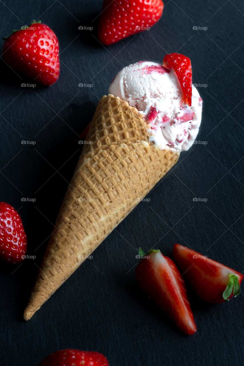 strawberry ice cream cone