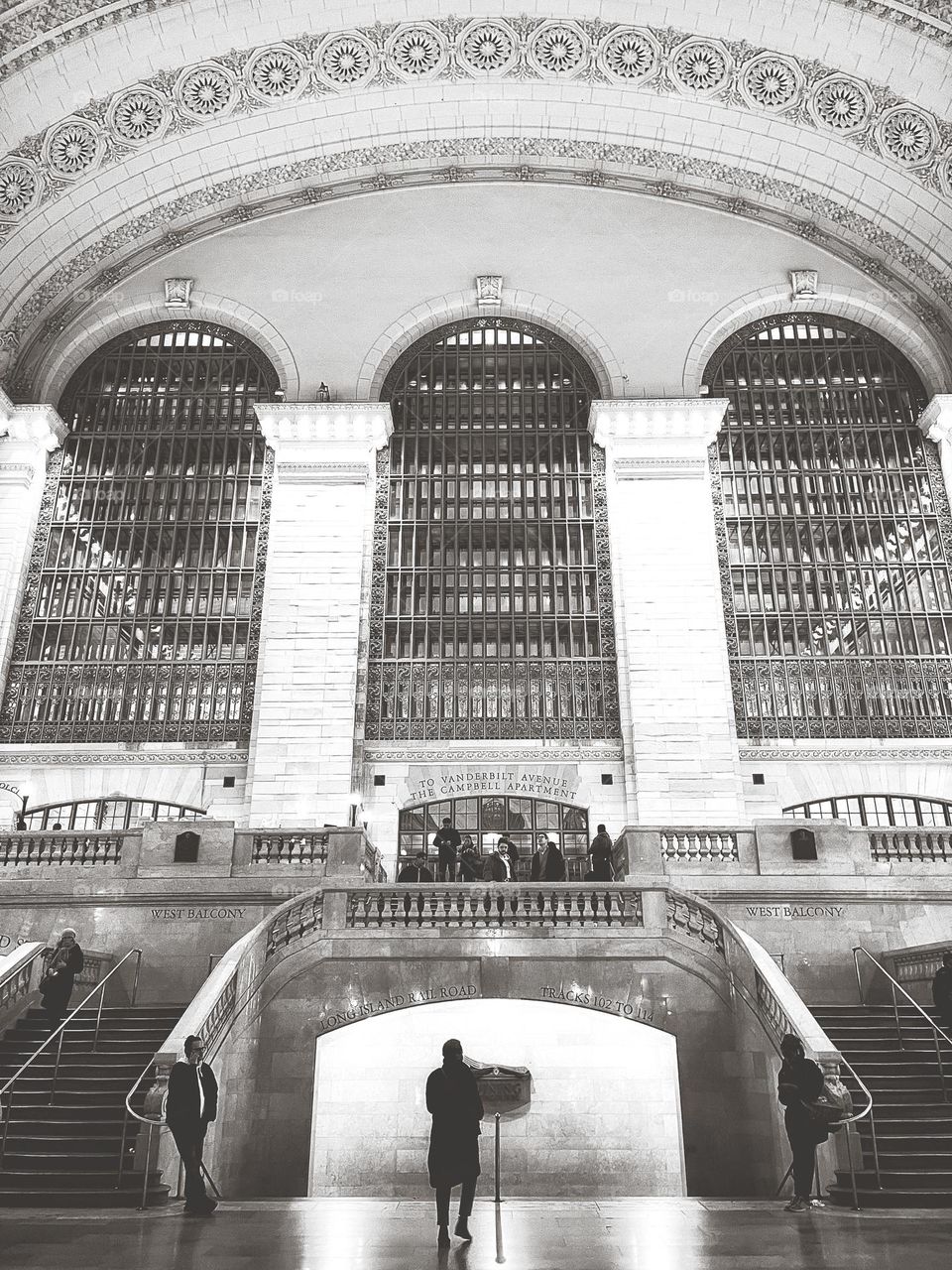 Looking up inside Grand Central Terminal 