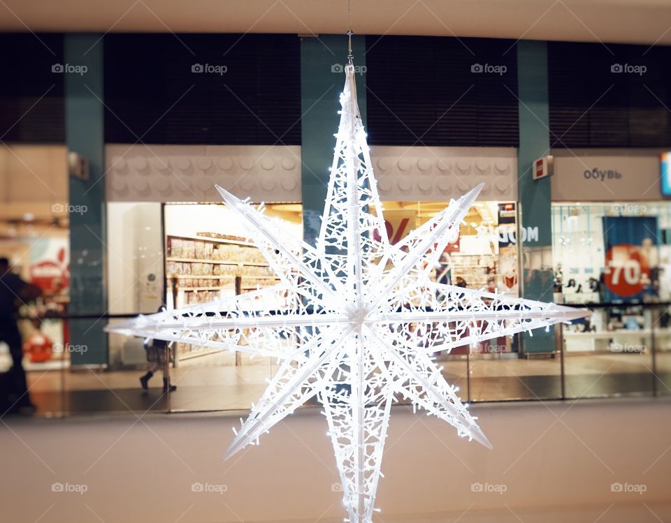 Star decor celebration christmas decoration garland lights illuminated shopping mall