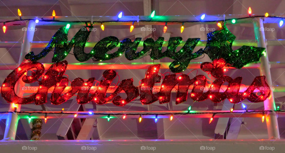 Merry Christmas in brilliant, decorative Christmas lights!