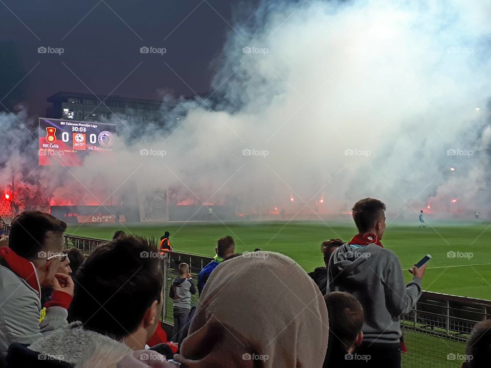 The most sympathetic fans of the football club Čelik, the popular "Robijašii" made a torch and a great atmosphere