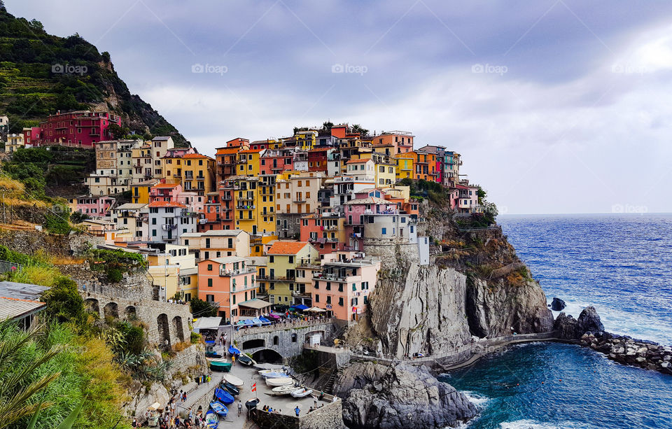 Cityscape in Manarola in Italy