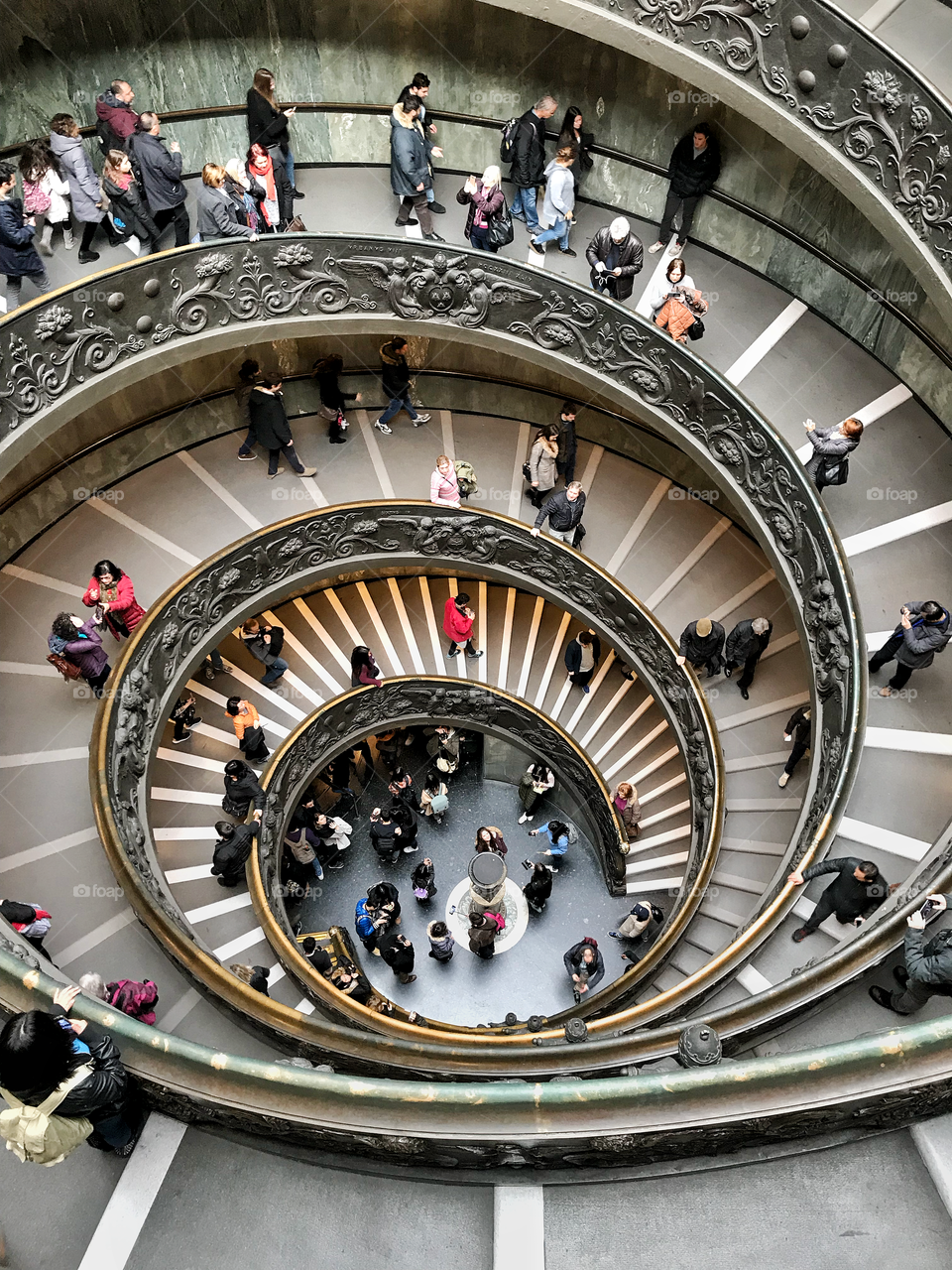 Stairs of the Vatican Museum in Rome, Italy.